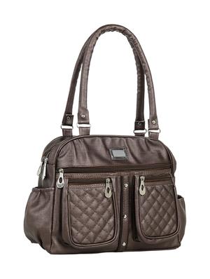 brown leatherette (pu) regular handbag - 15737085 - Standard Image - 5