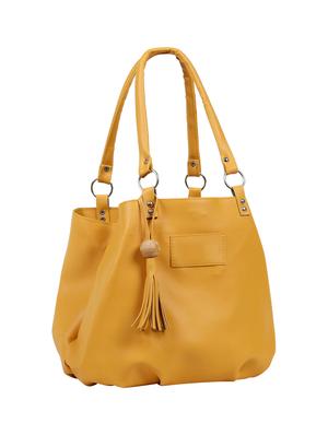 yellow leatherette (pu) regular handbag - 15737116 - Standard Image - 5