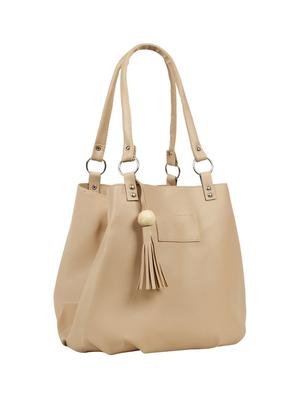 beige leatherette (pu) regular handbag - 15737117 - Standard Image - 5
