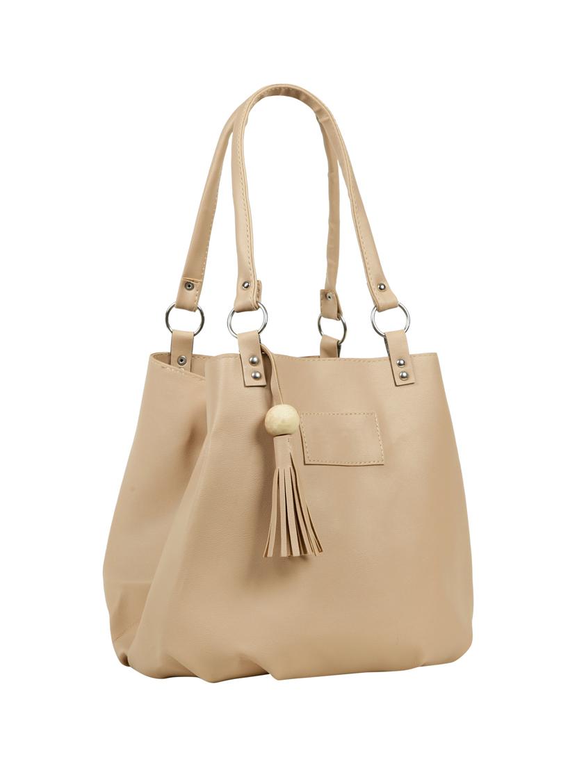 beige leatherette (pu) regular handbag - 15737117 - Zoom Image - 5