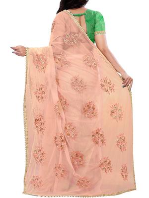 pearl border floral embroidered saree with blouse - 15737483 - Standard Image - 2