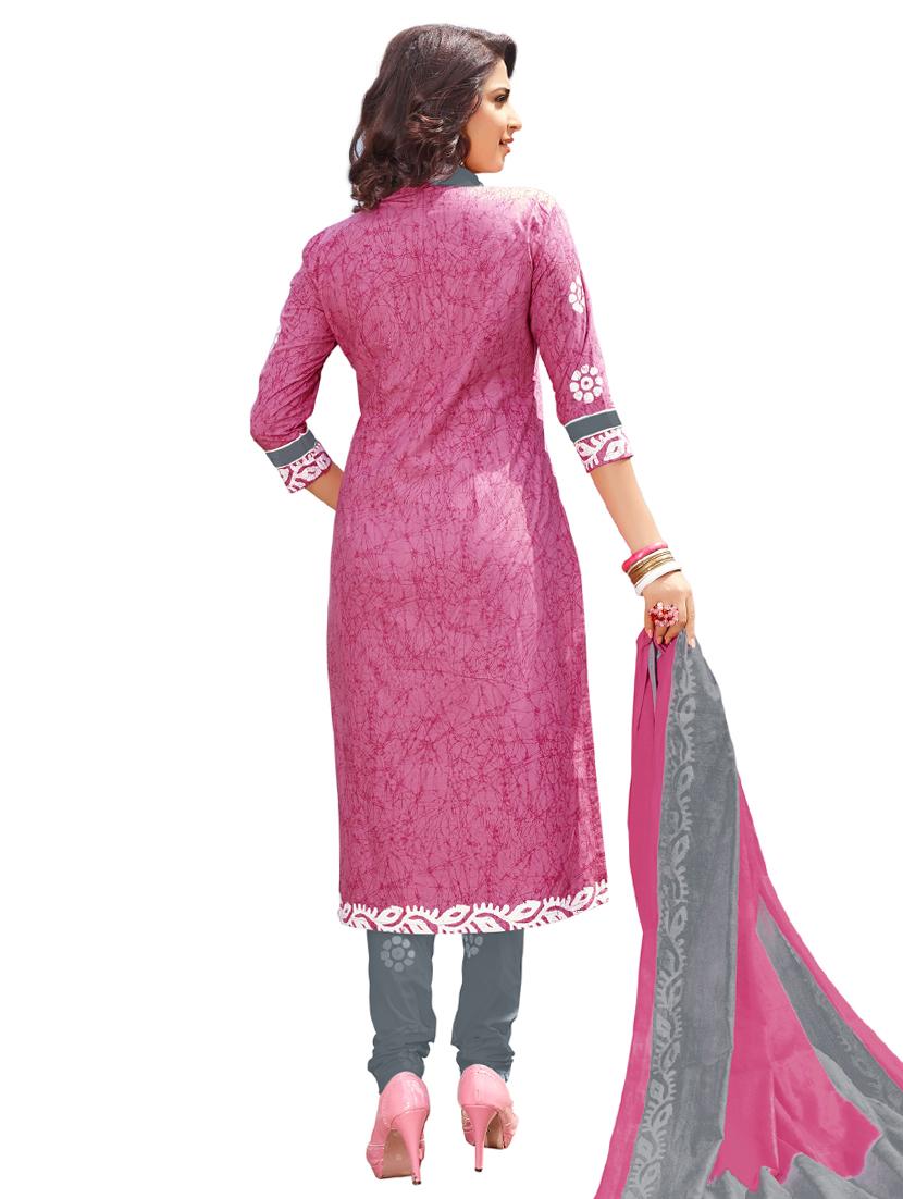 Printed unstitched churidaar suit - 15737491 - Zoom Image - 2