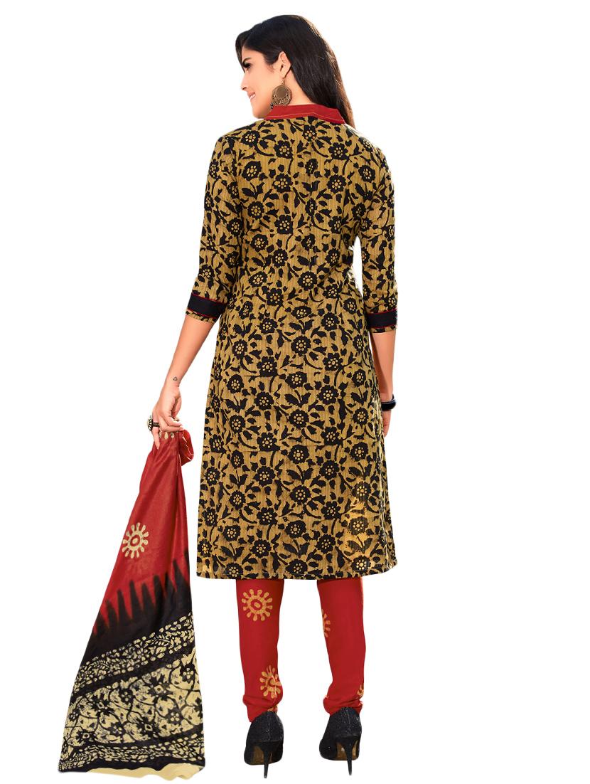 Printed unstitched churidaar suit - 15737504 - Zoom Image - 2