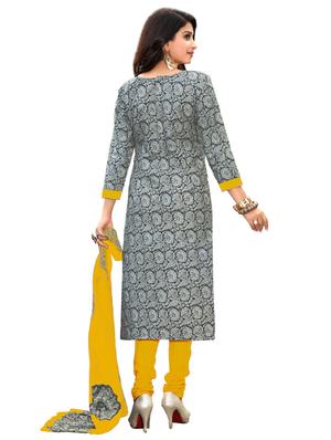 Printed unstitched churidaar suit - 15737515 - Standard Image - 2