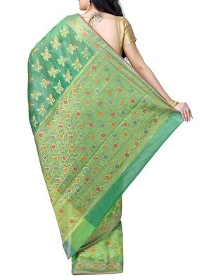 floral chanderi banarasi saree with blouse - 15737552 - Standard Image - 2