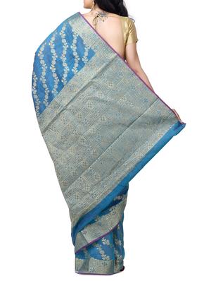 floral chanderi banarasi saree with blouse - 15737556 - Standard Image - 2