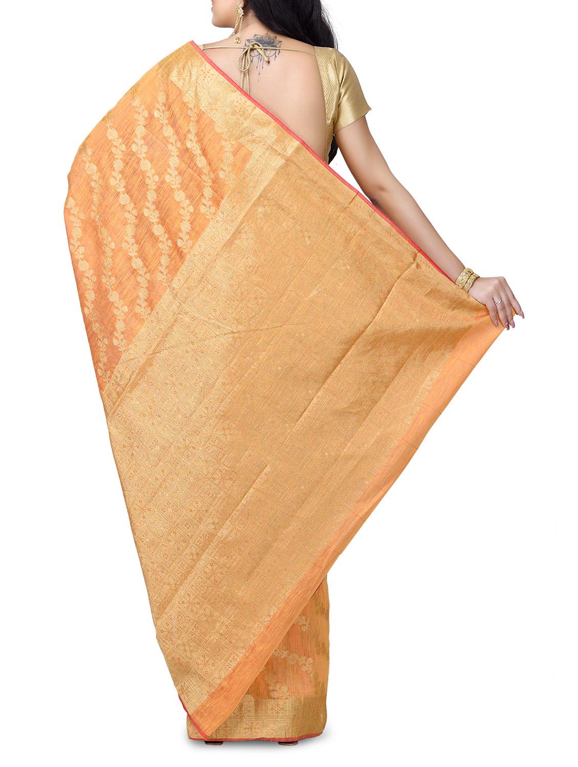 floral chanderi banarasi saree with blouse - 15737557 - Zoom Image - 2