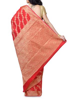 floral chanderi banarasi saree with blouse - 15737558 - Standard Image - 2