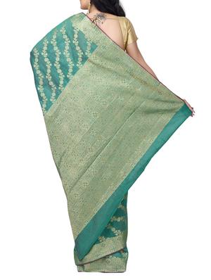 floral chanderi banarasi saree with blouse - 15737559 - Standard Image - 2