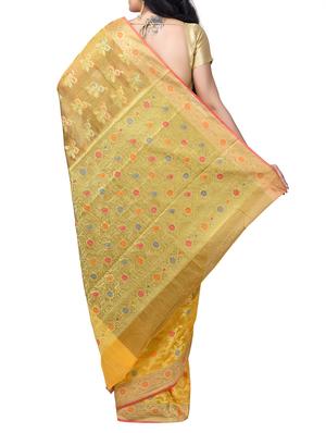 floral chanderi banarasi saree with blouse - 15737563 - Standard Image - 2