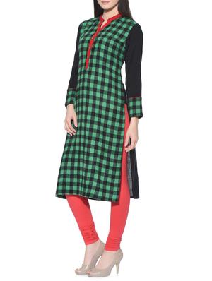 Checkered straight kurta - 15737565 - Standard Image - 2