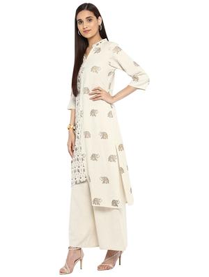 Printed asymmetric kurta palazzo set - 15737581 - Standard Image - 2