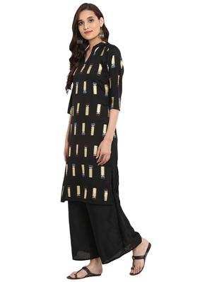Printed kurta with palazzo set - 15737586 - Standard Image - 2