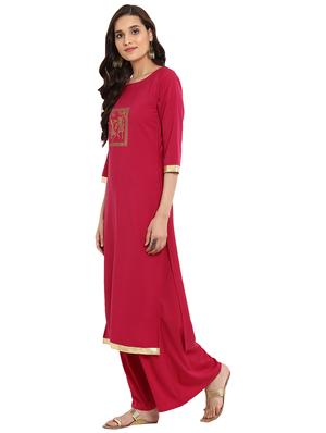 Foil printed kurta with palazzo set - 15737588 - Standard Image - 2