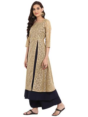 Foil printed layered kurta with palazzo set - 15737589 - Standard Image - 2
