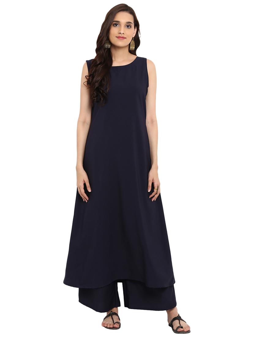 Foil printed layered kurta with palazzo set - 15737589 - Zoom Image - 5