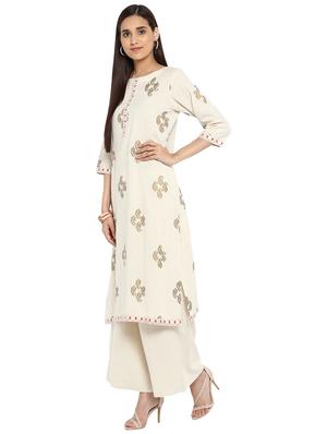 Foil printed kurta palazzo set - 15737590 - Standard Image - 2