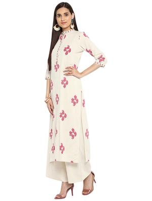 Block printed kurta with palazzo set - 15737594 - Standard Image - 2