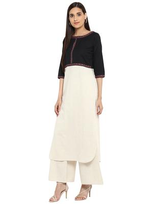 Color block kurta with palazzo set - 15737595 - Standard Image - 2