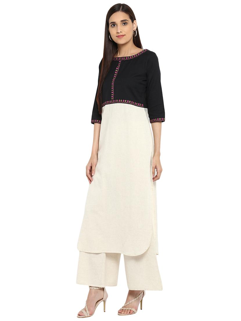 Color block kurta with palazzo set - 15737595 - Zoom Image - 2