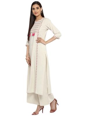 Block printed tassels kurta with palazzo set - 15737597 - Standard Image - 2