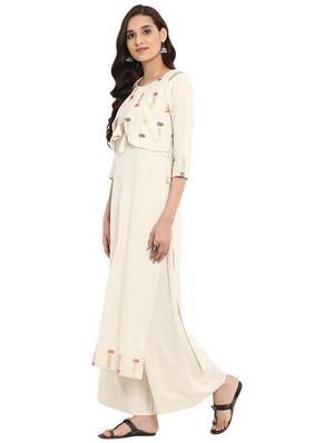 Foil printed kurta palazzo with shrug set - 15737598 - Standard Image - 2