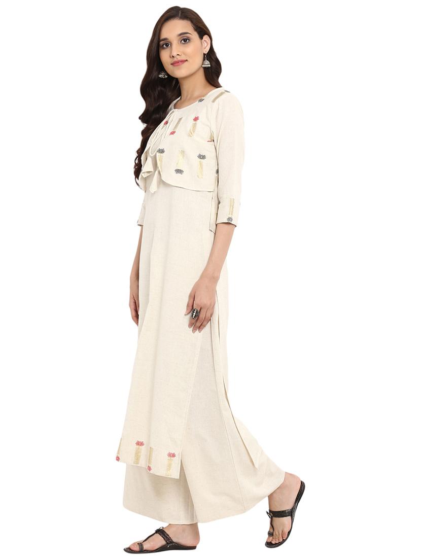 Foil printed kurta palazzo with shrug set - 15737598 - Zoom Image - 2