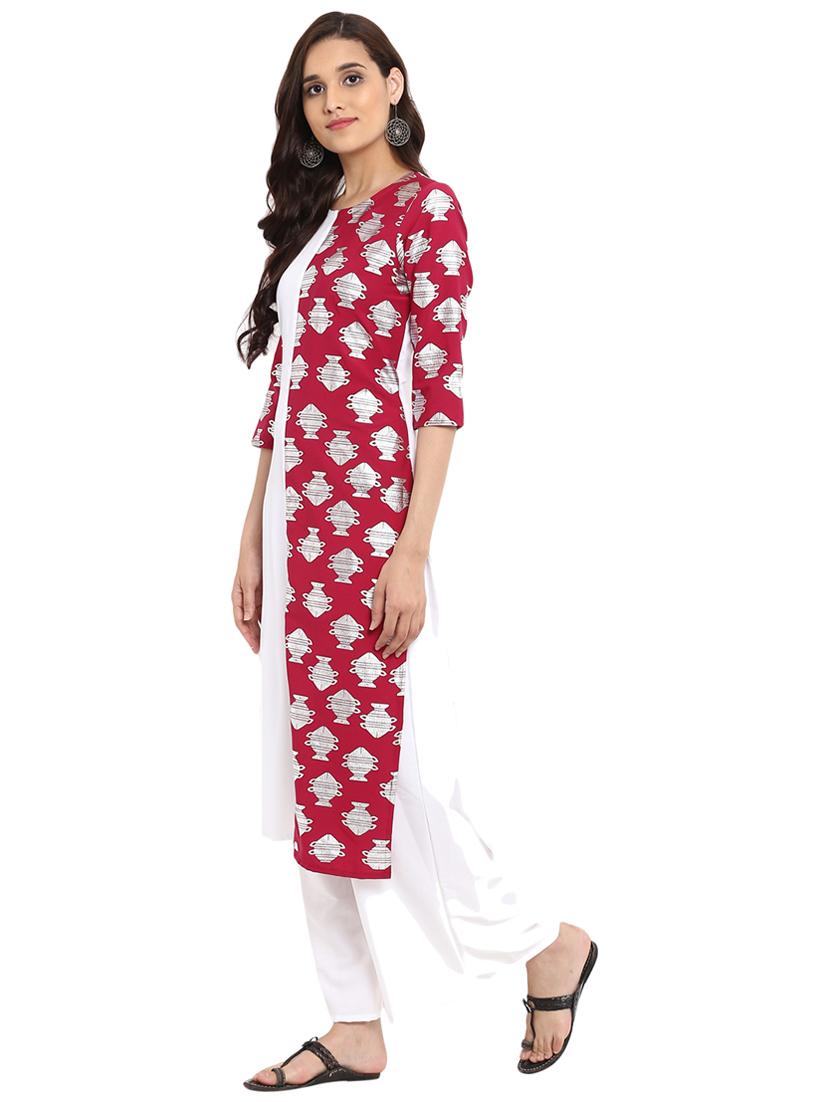 Foil printed color block kurta palazzo set - 15737599 - Zoom Image - 2