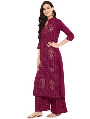 foil printed kurta with palazzo set - 15737601 - Standard Image - 2