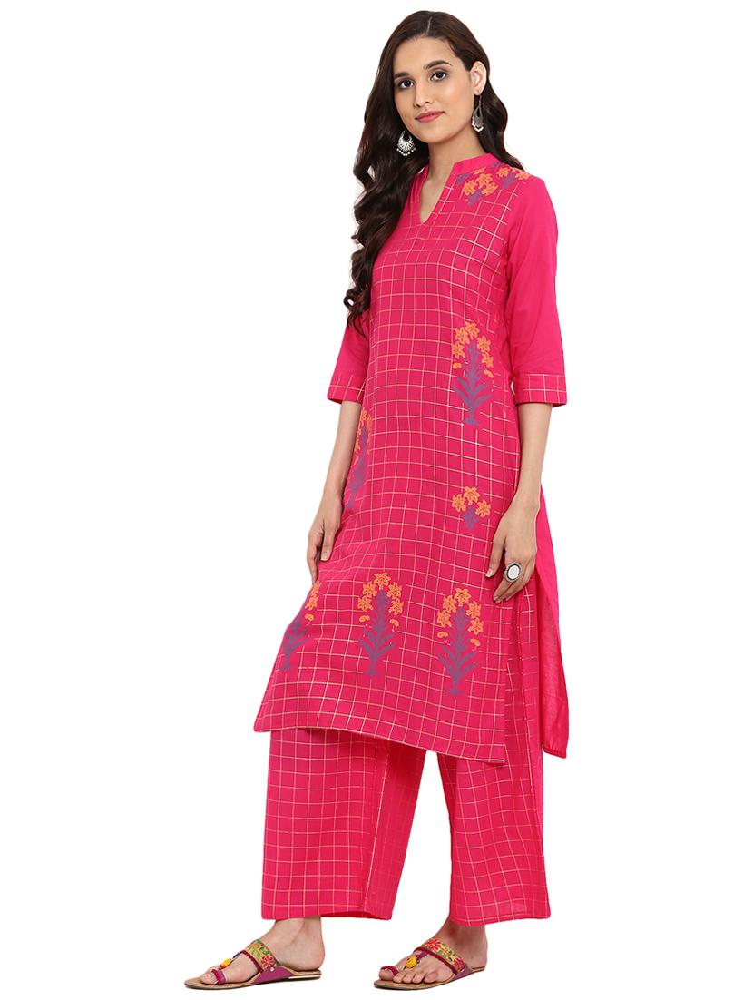 Foil printed kurta with palazzo set - 15737602 - Zoom Image - 2