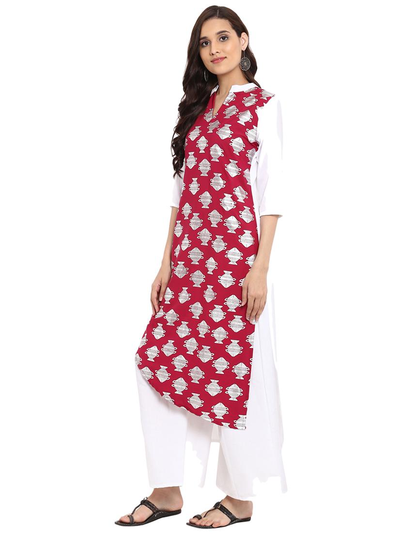 Foil printed kurta with palazzo set - 15737603 - Zoom Image - 2