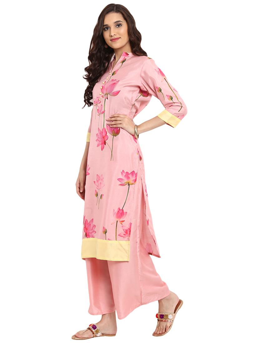 Floral printed kurta with palazzo set - 15737604 - Zoom Image - 2