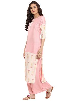 Foil printed kurta with palazzo set - 15737609 - Standard Image - 2