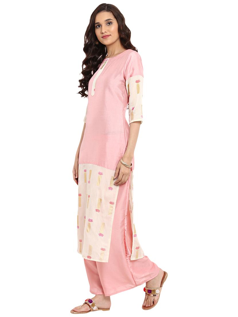 Foil printed kurta with palazzo set - 15737609 - Zoom Image - 2