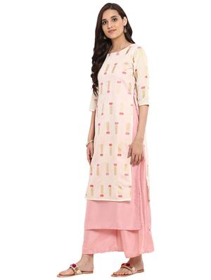 Printed layered kurta with palazzo set - 15737613 - Standard Image - 2