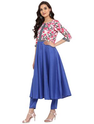 Printed kalidaar kurta with pant set - 15737616 - Standard Image - 2