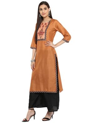 Printed yoke kurta with palazzo set - 15737621 - Standard Image - 2