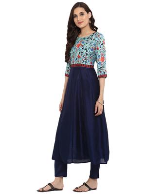 Printed kalidaar kurta with pant set - 15737622 - Standard Image - 2