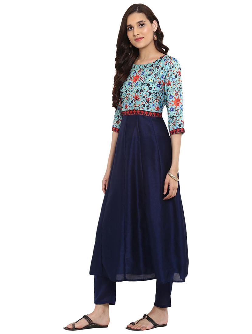 Printed kalidaar kurta with pant set - 15737622 - Zoom Image - 2