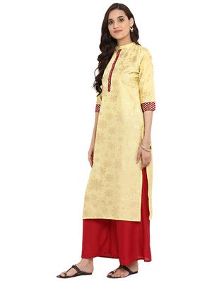 Foil printed kurta with pant set - 15737626 - Standard Image - 2