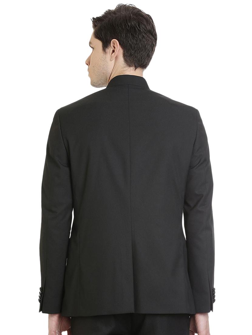 black polyester bandhgala blazer - 15737674 - Zoom Image - 2