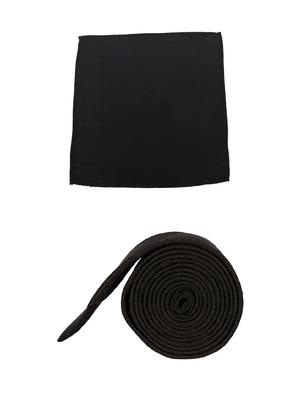 black cotton tie with pocketsquare - 15737812 - Standard Image - 2