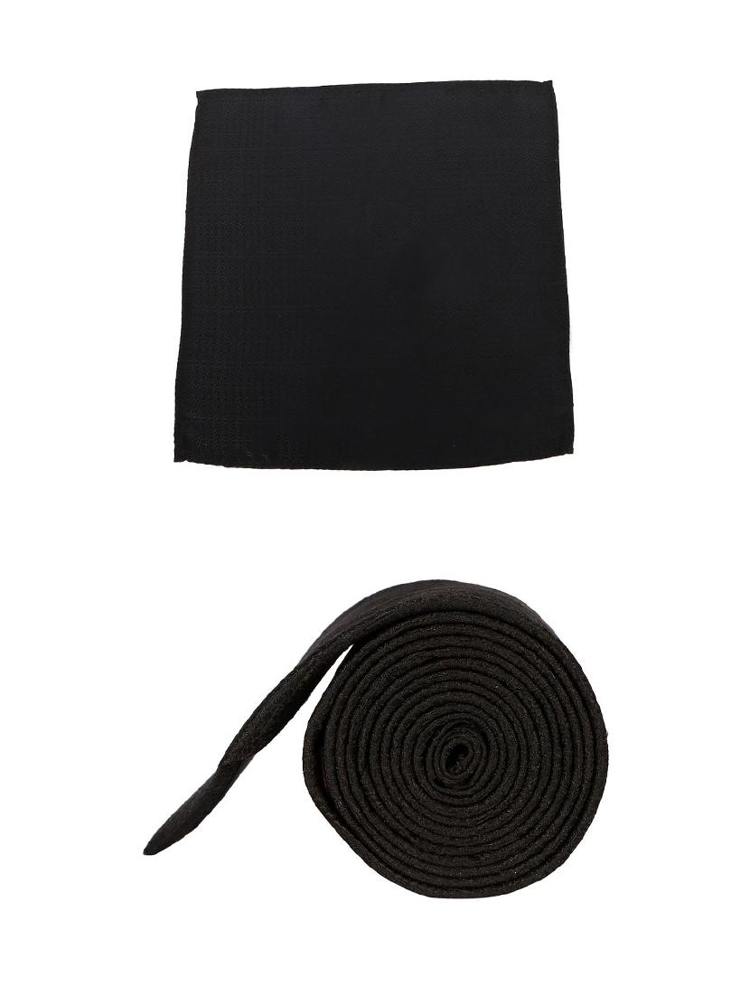 black cotton tie with pocketsquare - 15737812 - Zoom Image - 2