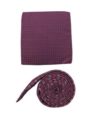 purple cotton tie with pocketsqaure - 15737824 - Standard Image - 2