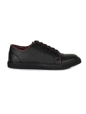 black leatherette lace up sneakers - 15737900 - Standard Image - 2