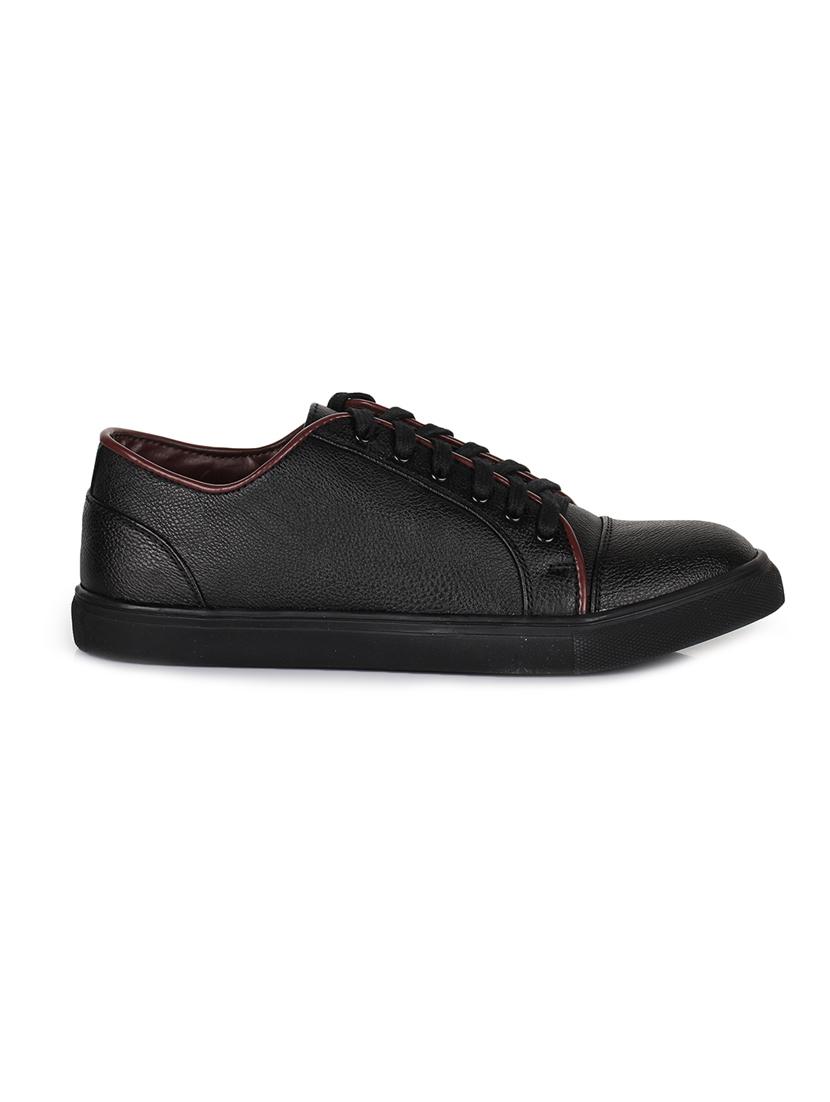black leatherette lace up sneakers - 15737900 - Zoom Image - 2