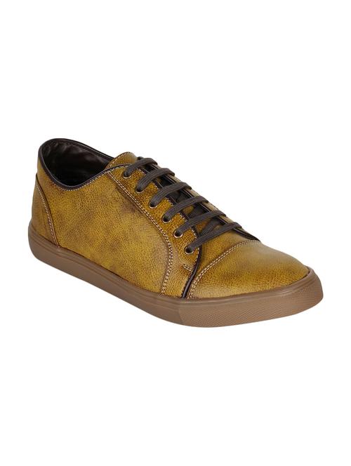 tan leatherette lace up sneakers - 15737902 - Standard Image - 1