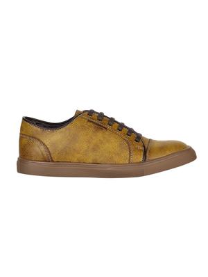 tan leatherette lace up sneakers - 15737902 - Standard Image - 2