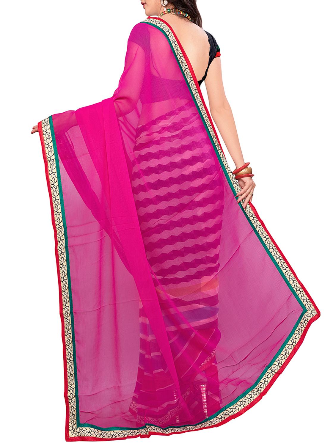striped half & half saree with blouse - 15737914 - Zoom Image - 2