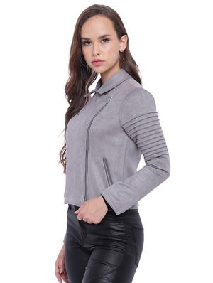 pintucked sleeve zipper detail jacket - 15737941 - Standard Image - 2